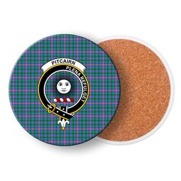 ScotsTee Shop Scottish Pitcairn Hunting Crest Tartan Drinks Coasters – Wood, Rubber, Ceramic