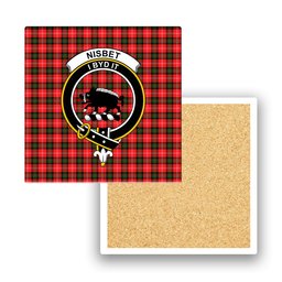 ScotsTee Shop Scottish Nisbet Modern Crest Tartan Drinks Coasters – Wood, Rubber, Ceramic
