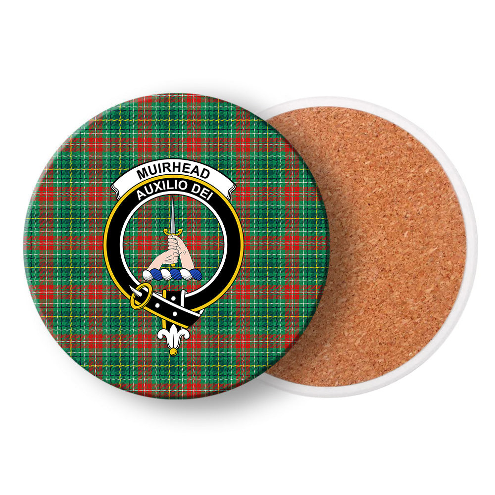ScotsTee Shop Scottish Muirhead Modern Crest Tartan Drinks Coasters – Wood, Rubber, Ceramic