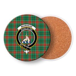 ScotsTee Shop Scottish Muirhead Modern Crest Tartan Drinks Coasters – Wood, Rubber, Ceramic