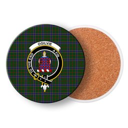 ScotsTee Shop Scottish Ogilvie of Inverarity Wilsons_ Crest Tartan Drinks Coasters – Wood, Rubber, Ceramic