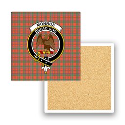 ScotsTee Shop Scottish Monroe Ancient Crest Tartan Drinks Coasters – Wood, Rubber, Ceramic