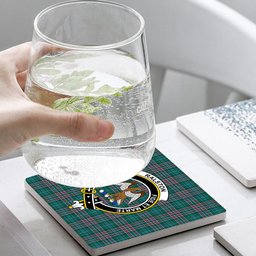 ScotsTee Shop Scottish Ralston USA Modern Crest Tartan Drinks Coasters – Wood, Rubber, Ceramic