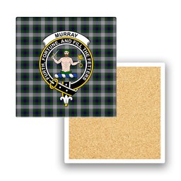 ScotsTee Shop Scottish Murray of Atholl Dress Crest Tartan Drinks Coasters – Wood, Rubber, Ceramic