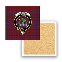 ScotsTee Shop Scottish Murray of Tullibardine Crest Tartan Drinks Coasters – Wood, Rubber, Ceramic
