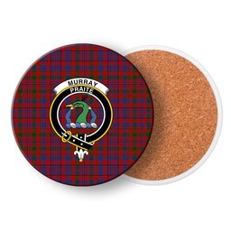 ScotsTee Shop Scottish Murray of Tullibardine Crest Tartan Drinks Coasters – Wood, Rubber, Ceramic