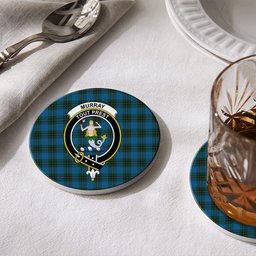 ScotsTee Shop Scottish Murray of Elibank Crest Tartan Drinks Coasters – Wood, Rubber, Ceramic