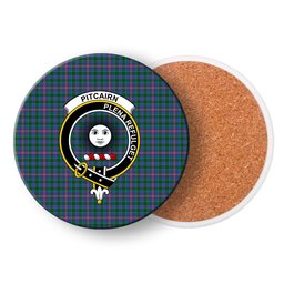 ScotsTee Shop Scottish Pitcairn Heritage Hunting Crest Tartan Drinks Coasters – Wood, Rubber, Ceramic