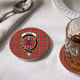 ScotsTee Shop Scottish Ogilvie (Ogilvy) Modern Crest Tartan Drinks Coasters – Wood, Rubber, Ceramic