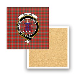 ScotsTee Shop Scottish Ogilvie (Ogilvy) Modern Crest Tartan Drinks Coasters – Wood, Rubber, Ceramic