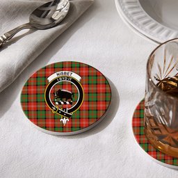 ScotsTee Shop Scottish Nisbet Ancient Crest Tartan Drinks Coasters – Wood, Rubber, Ceramic