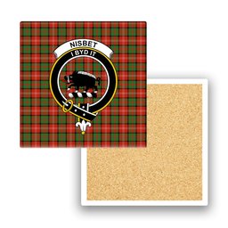 ScotsTee Shop Scottish Nisbet Ancient Crest Tartan Drinks Coasters – Wood, Rubber, Ceramic