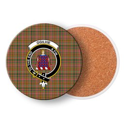 ScotsTee Shop Scottish Ogilvie (Ogilvy) of Strathallan Ancient Crest Tartan Drinks Coasters – Wood, Rubber, Ceramic