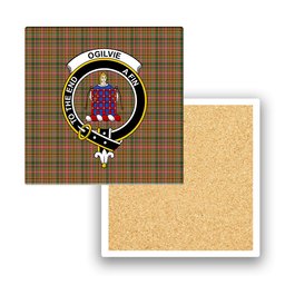 ScotsTee Shop Scottish Ogilvie (Ogilvy) of Strathallan Ancient Crest Tartan Drinks Coasters – Wood, Rubber, Ceramic