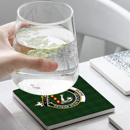 ScotsTee Shop Scottish Skene or Tribe of Mar Crest Tartan Drinks Coasters – Wood, Rubber, Ceramic