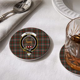 ScotsTee Shop Scottish Scott Brown Hunting Modern Crest Tartan Drinks Coasters – Wood, Rubber, Ceramic