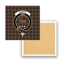 ScotsTee Shop Scottish Scott Brown Hunting Modern Crest Tartan Drinks Coasters – Wood, Rubber, Ceramic