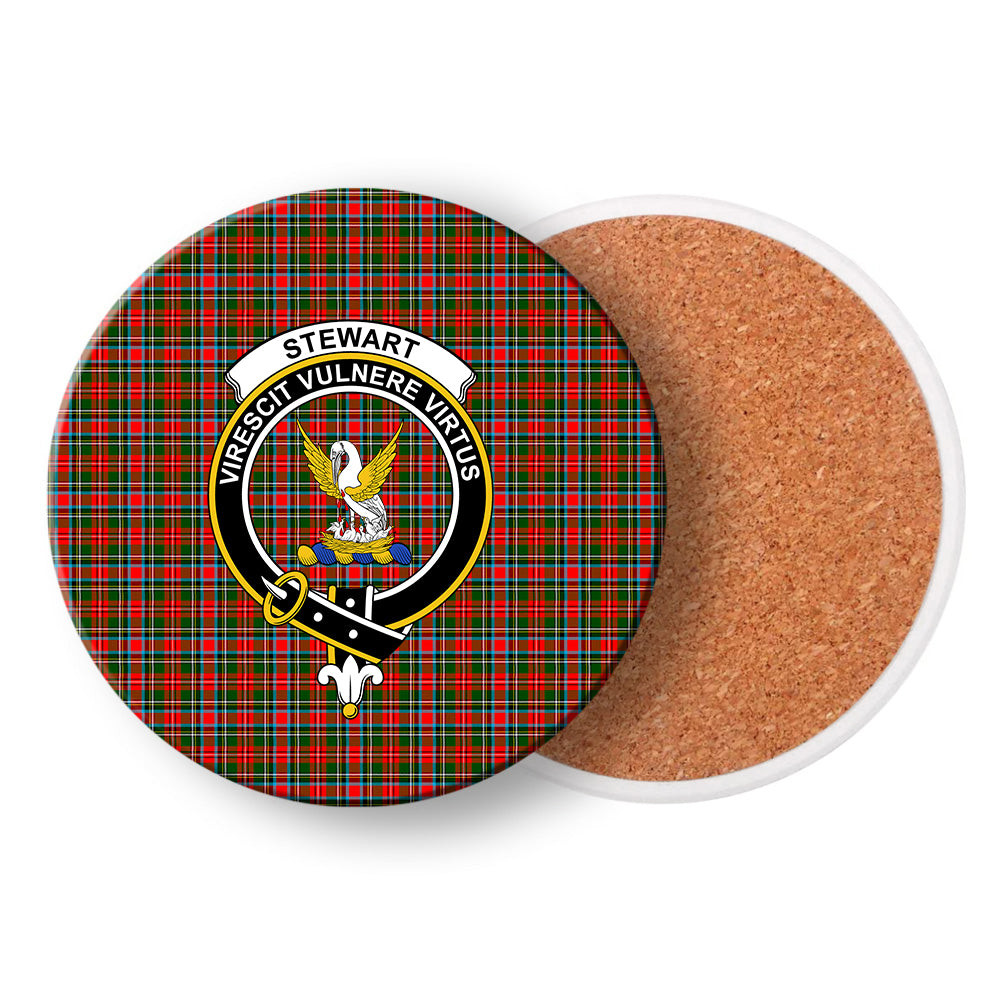 ScotsTee Shop Scottish Stewart Royal Modern Crest Tartan Drinks Coasters – Wood, Rubber, Ceramic