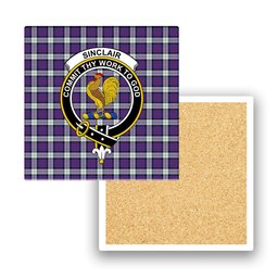 ScotsTee Shop Scottish Sinclair Dress (Dance) Modern Clan Crest Tartan Drinks Coasters – Wood, Rubber, Ceramic