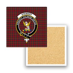 ScotsTee Shop Scottish Stewart Royal 1988 M&S Crest Tartan Drinks Coasters – Wood, Rubber, Ceramic
