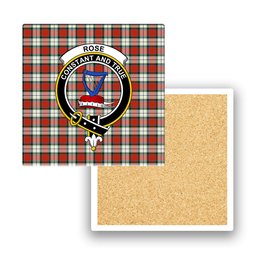 ScotsTee Shop Scottish Rose Dress Ancient Crest Tartan Drinks Coasters – Wood, Rubber, Ceramic