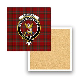 ScotsTee Shop Scottish Stewart of Galloway VS Crest Tartan Drinks Coasters – Wood, Rubber, Ceramic