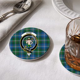 ScotsTee Shop Scottish Shaw of Carolina Ancient Crest Tartan Drinks Coasters – Wood, Rubber, Ceramic
