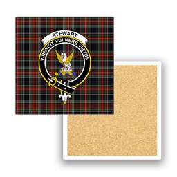 ScotsTee Shop Scottish Stewart Black Crest Tartan Drinks Coasters – Wood, Rubber, Ceramic