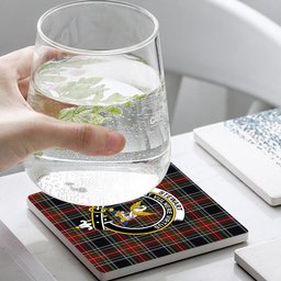 ScotsTee Shop Scottish Stewart Black Crest Tartan Drinks Coasters – Wood, Rubber, Ceramic