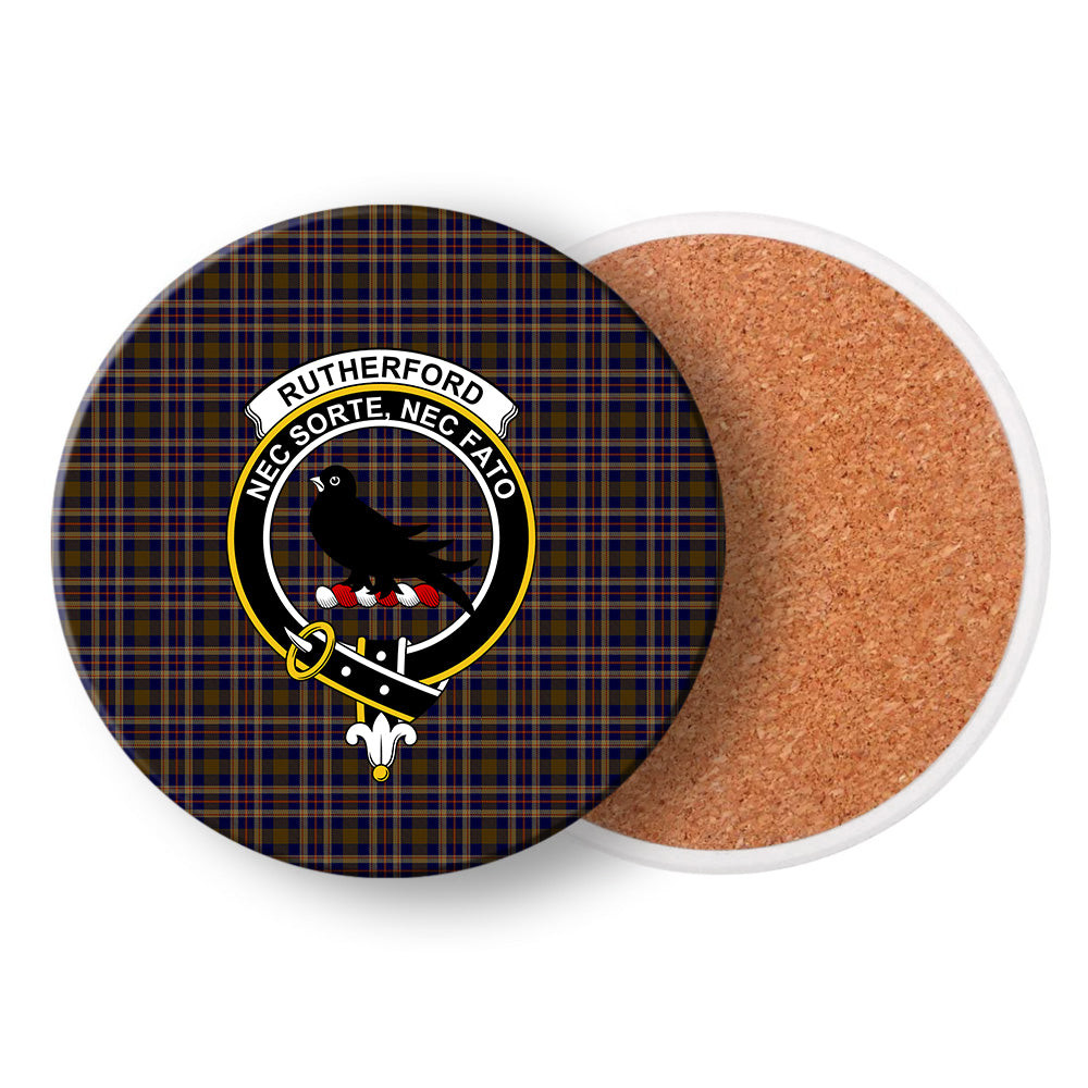 ScotsTee Shop Scottish Rutherford Simon Travis Alan Hunting Crest Tartan Drinks Coasters – Wood, Rubber, Ceramic