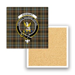 ScotsTee Shop Scottish Stewart Hunting Weathered Crest Tartan Drinks Coasters – Wood, Rubber, Ceramic