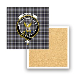 ScotsTee Shop Scottish Stewart Dress Blue Crest Tartan Drinks Coasters – Wood, Rubber, Ceramic