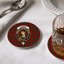 ScotsTee Shop Scottish Stewart of Ardshiel Crest Tartan Drinks Coasters – Wood, Rubber, Ceramic