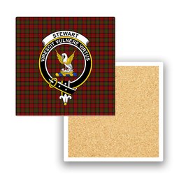 ScotsTee Shop Scottish Stewart of Ardshiel Crest Tartan Drinks Coasters – Wood, Rubber, Ceramic