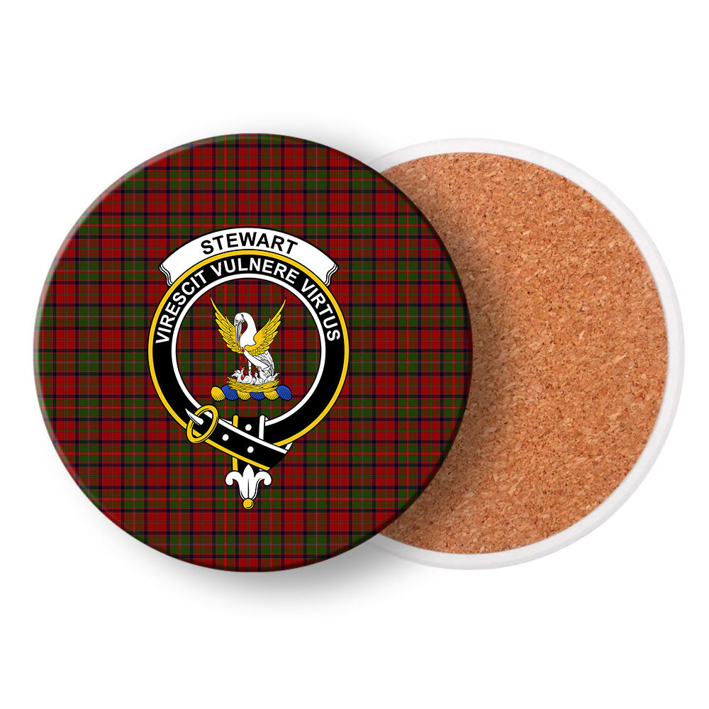 ScotsTee Shop Scottish Stewart of Ardshiel Crest Tartan Drinks Coasters – Wood, Rubber, Ceramic
