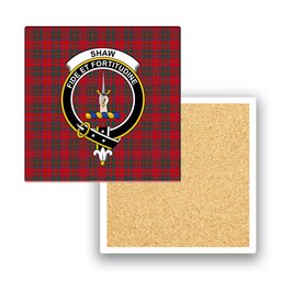 ScotsTee Shop Scottish Shaw of Tordarroch Modern Crest Tartan Drinks Coasters – Wood, Rubber, Ceramic