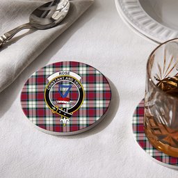 ScotsTee Shop Scottish Rose Dress Modern Crest Tartan Drinks Coasters – Wood, Rubber, Ceramic