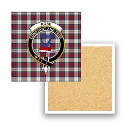 ScotsTee Shop Scottish Rose Dress Modern Crest Tartan Drinks Coasters – Wood, Rubber, Ceramic
