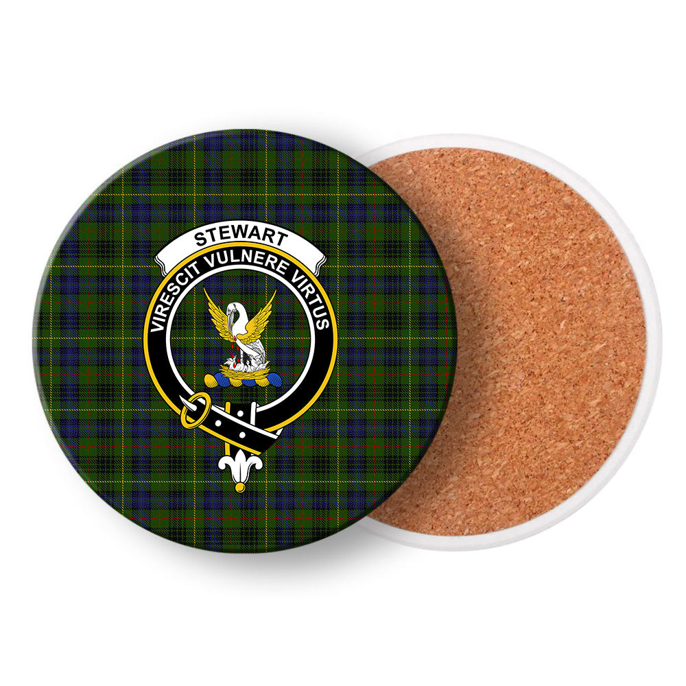 ScotsTee Shop Scottish Stewart Hunting Crest Tartan Drinks Coasters – Wood, Rubber, Ceramic