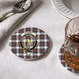 ScotsTee Shop Scottish Stewart Dress Modern Crest Tartan Drinks Coasters – Wood, Rubber, Ceramic