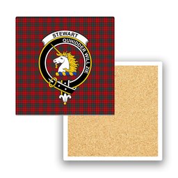 ScotsTee Shop Scottish Stewart of Appin Modern Clan Crest Tartan Drinks Coasters – Wood, Rubber, Ceramic