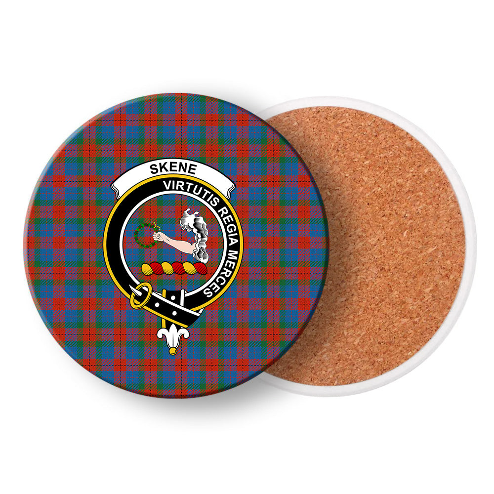 ScotsTee Shop Scottish Skene of Cromar Ancient Crest Tartan Drinks Coasters – Wood, Rubber, Ceramic