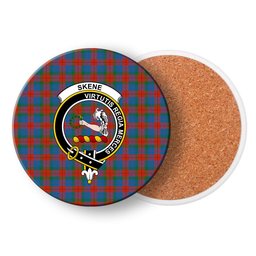 ScotsTee Shop Scottish Skene of Cromar Ancient Crest Tartan Drinks Coasters – Wood, Rubber, Ceramic