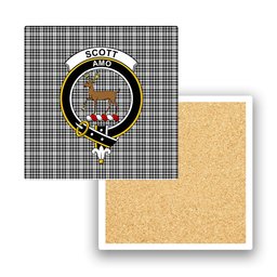 ScotsTee Shop Scottish Scott Black and White Modern Crest Tartan Drinks Coasters – Wood, Rubber, Ceramic