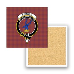 ScotsTee Shop Scottish Stirling of Keir Ancient Crest Tartan Drinks Coasters – Wood, Rubber, Ceramic