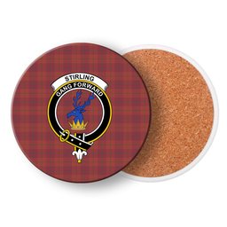 ScotsTee Shop Scottish Stirling of Keir Ancient Crest Tartan Drinks Coasters – Wood, Rubber, Ceramic