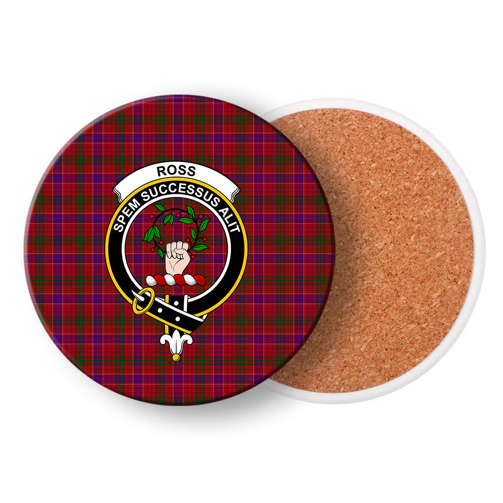 ScotsTee Shop Scottish Ross 3 Crest Tartan Drinks Coasters – Wood, Rubber, Ceramic