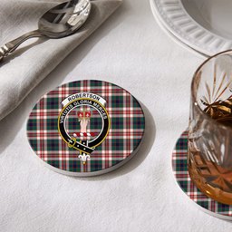 ScotsTee Shop Scottish Robertson Dress Modern Crest Tartan Drinks Coasters – Wood, Rubber, Ceramic