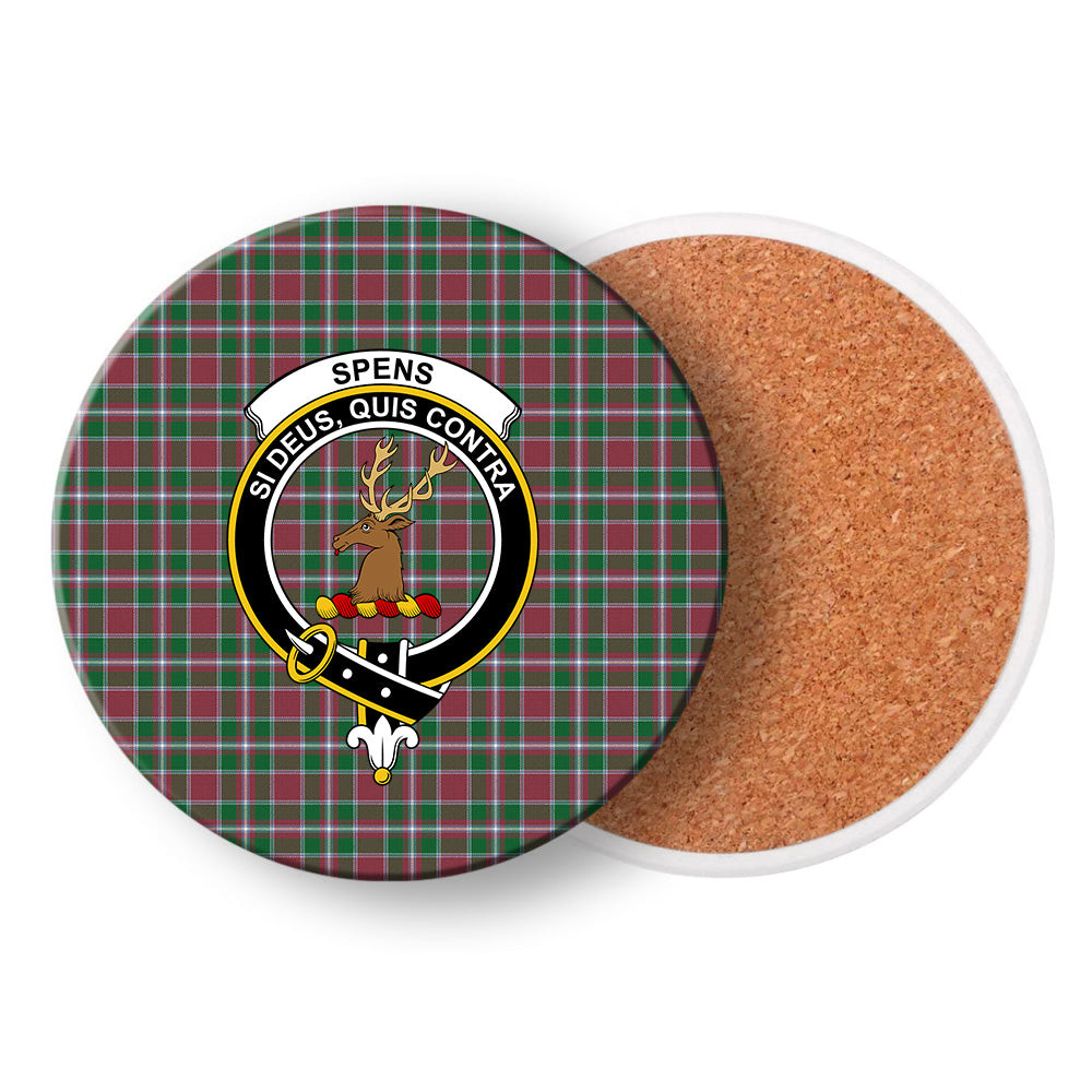 ScotsTee Shop Scottish Spens Ancient Crest Tartan Drinks Coasters – Wood, Rubber, Ceramic