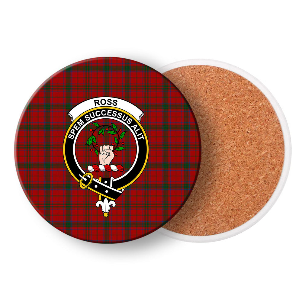 ScotsTee Shop Scottish Ross 7 Crest Tartan Drinks Coasters – Wood, Rubber, Ceramic
